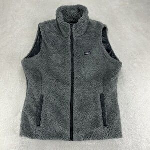 Patagonia Los Gatos Vest Women Gray Deep Pile Full Zip Reversible Pockets "Read"